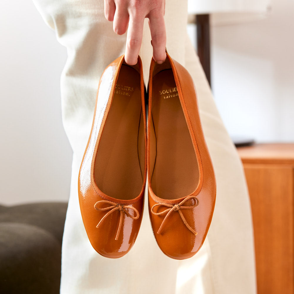 Ballerines Camille - Camel verni