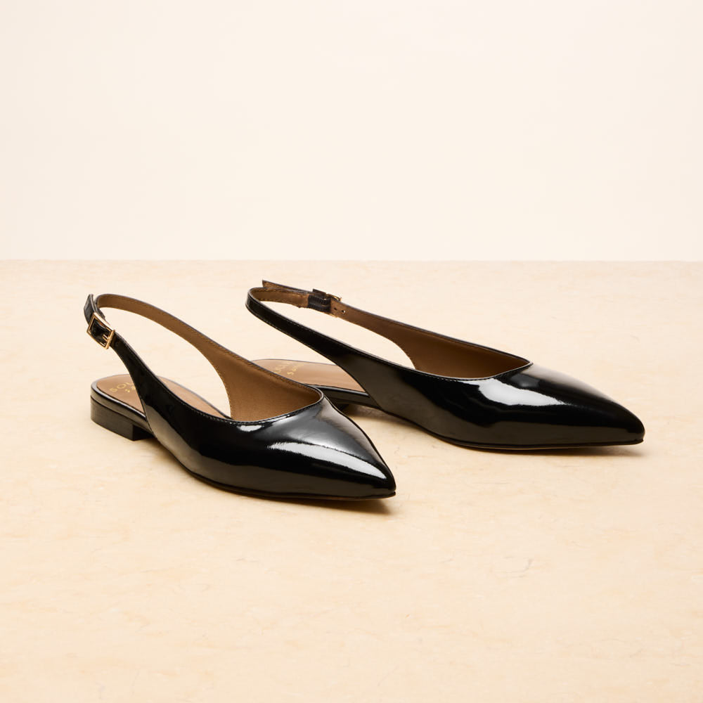 Ballerines slingback Séraphine - Noir verni