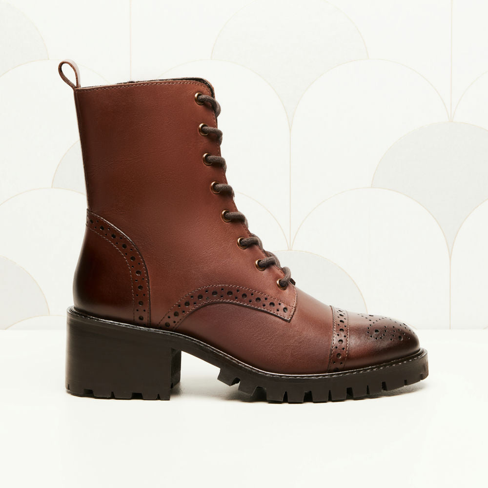 Bottines à lacets Nina - Marron