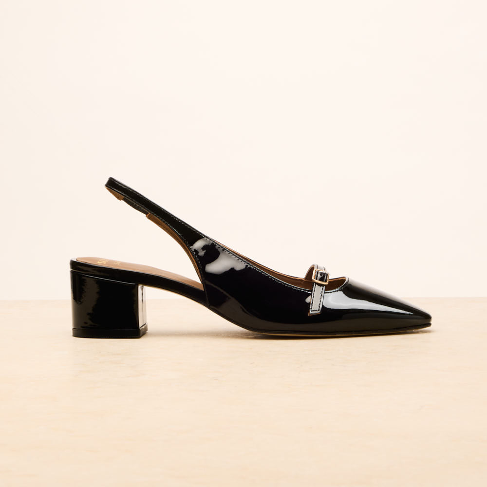 Escarpins slingback Annick - Noir verni