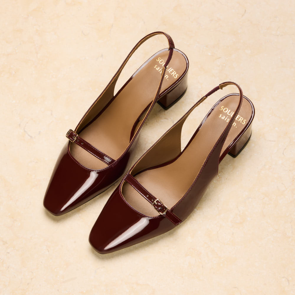 Escarpins slingback Annick - Bordeaux verni