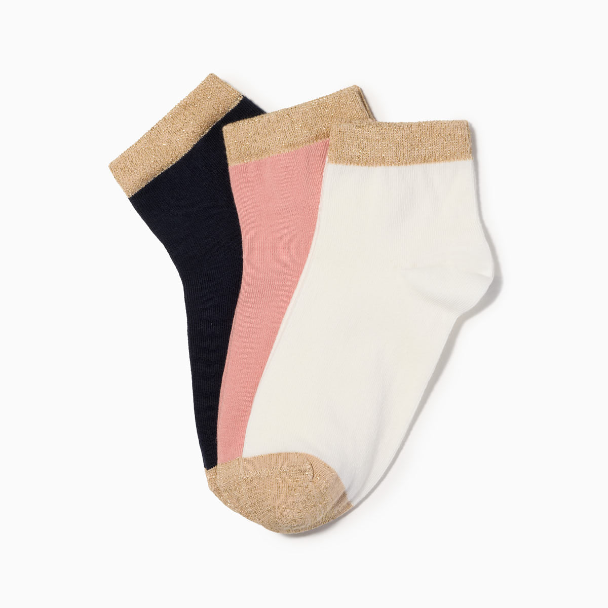 Chaussettes bicolores dorées 1 x3