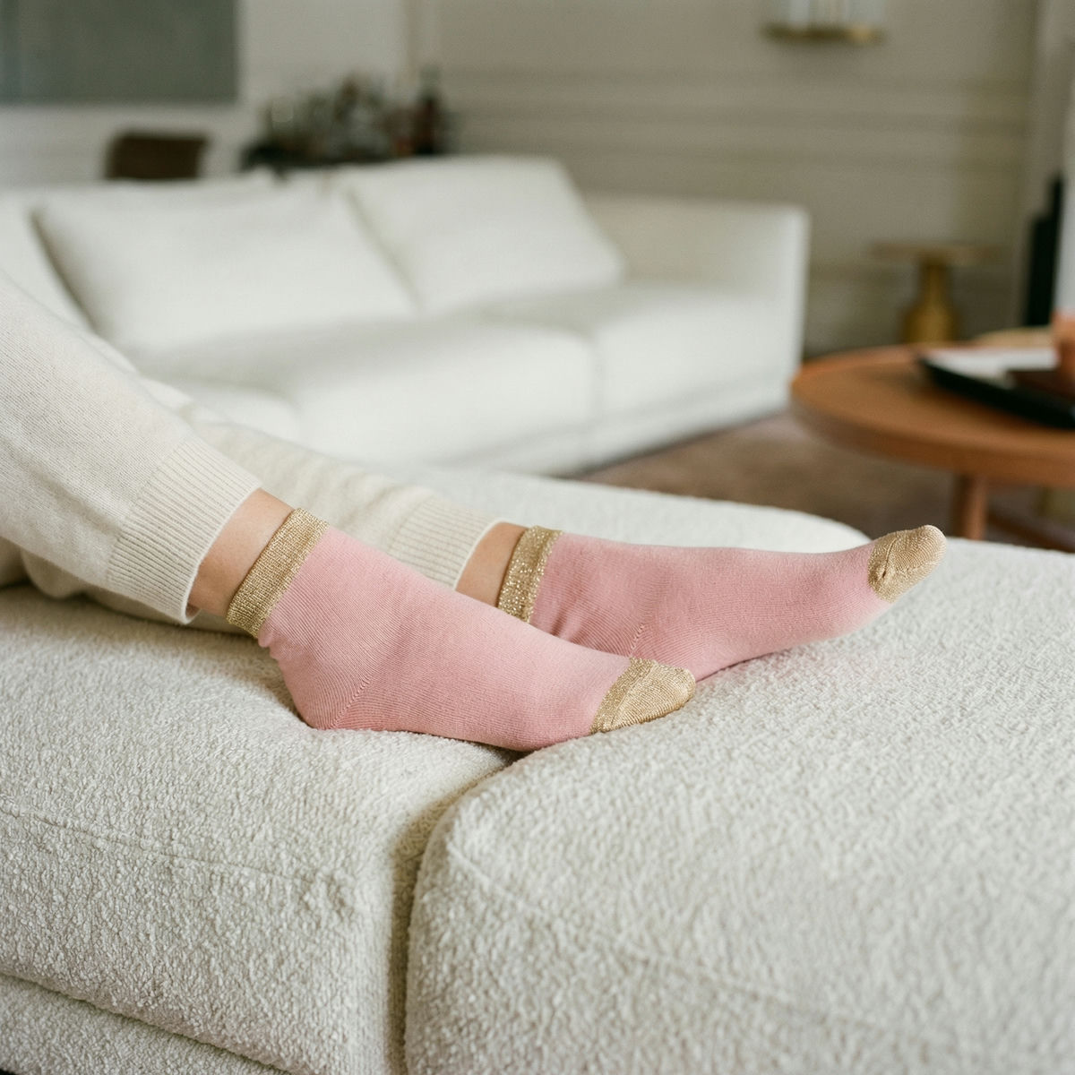 Chaussettes bicolores dorées 1 x3