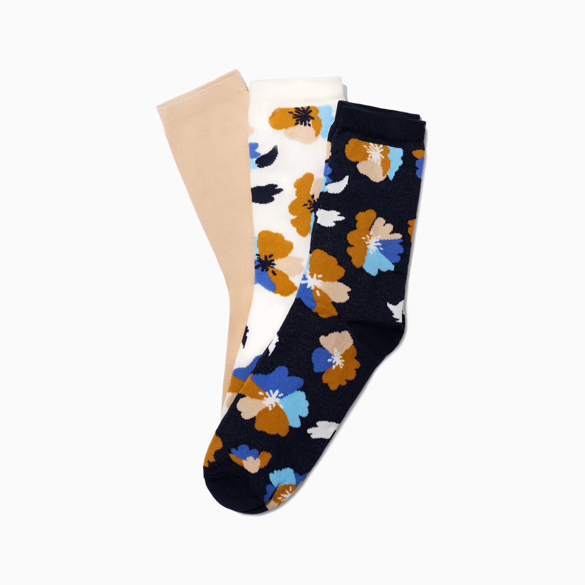 Chaussettes florales x3