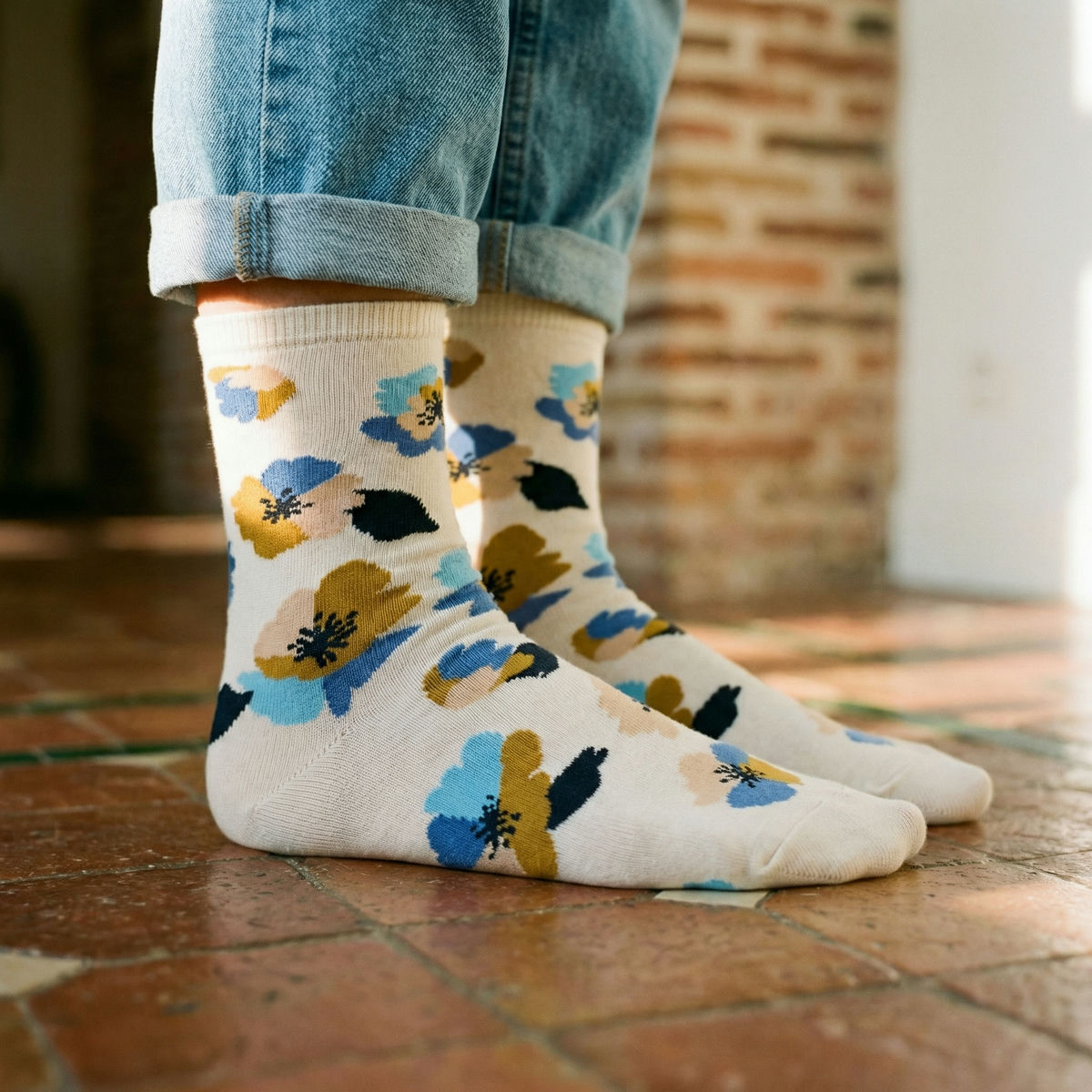 Chaussettes florales x3