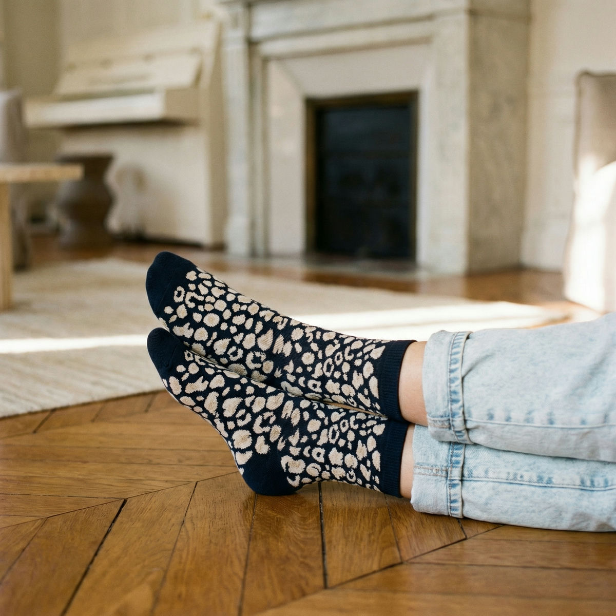 Chaussettes Léopard crème x5