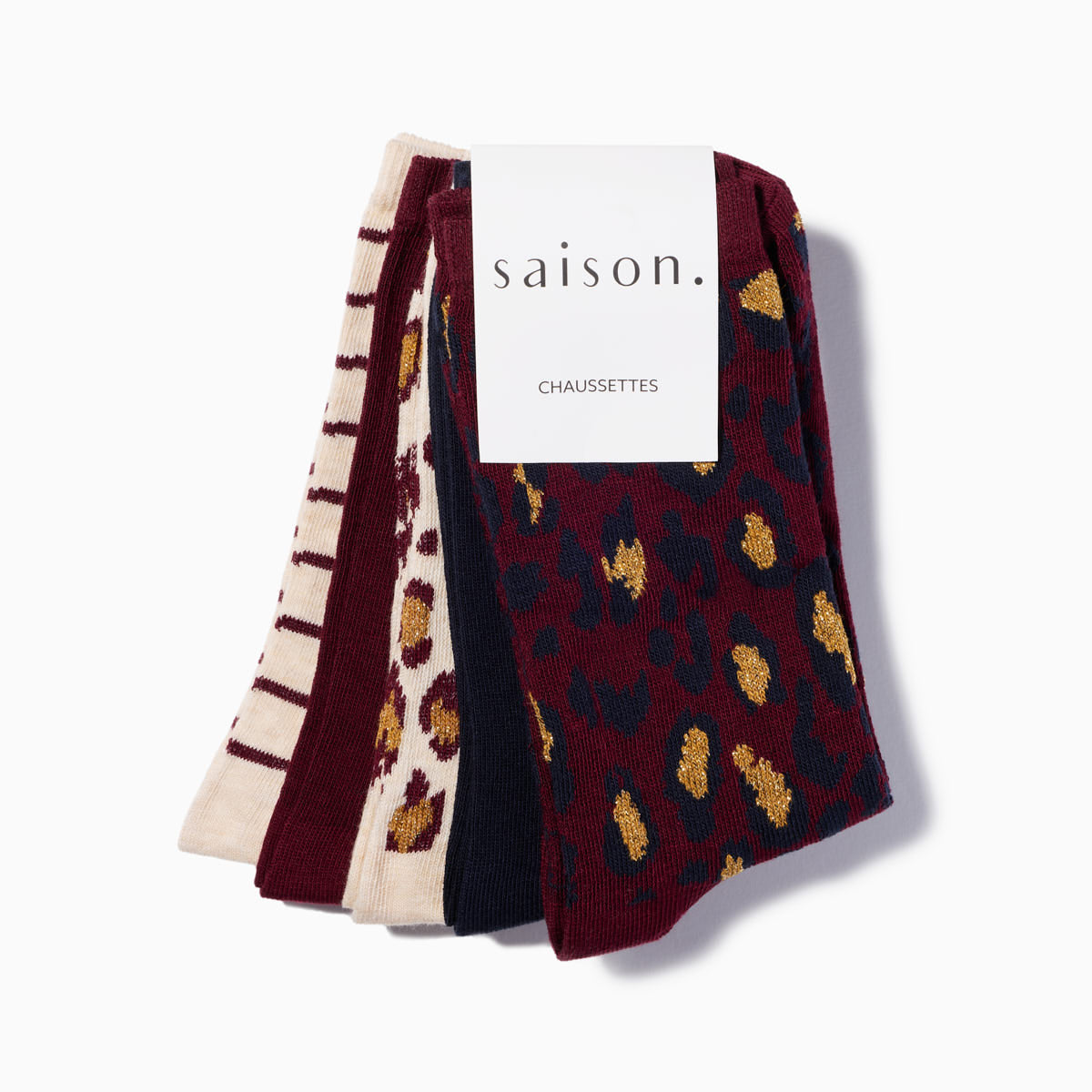 Chaussettes Léopard bordeaux x5