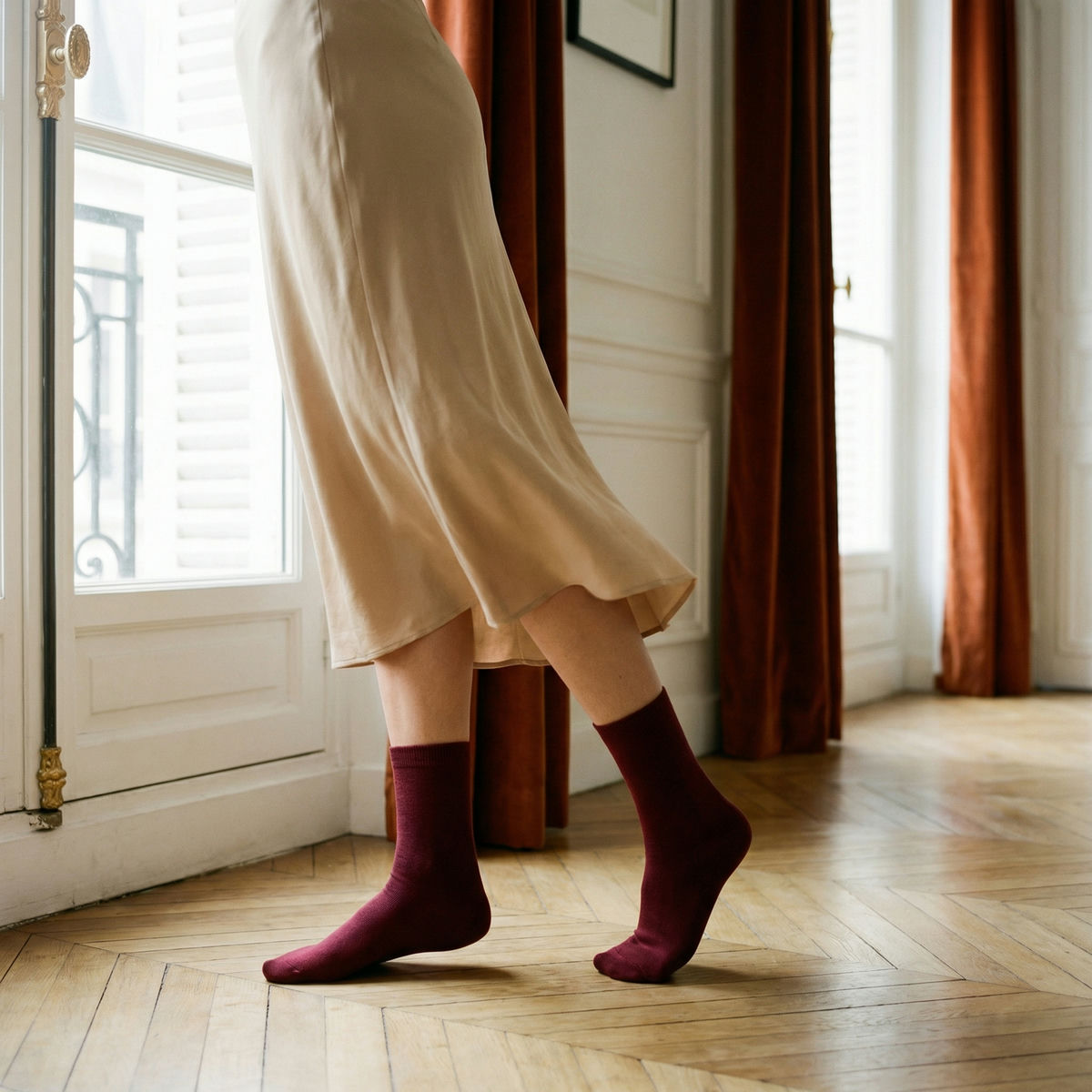 Chaussettes Léopard bordeaux x5