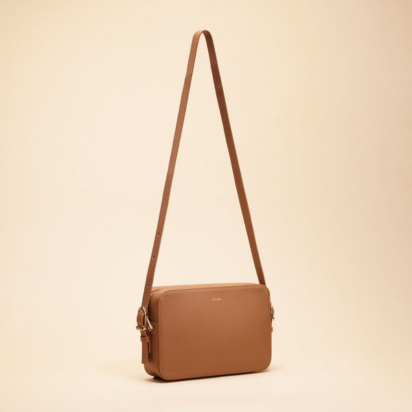 Sac à Bandoulière En Cuir First Class – Beige Marron – Petit Format Vintage Homme