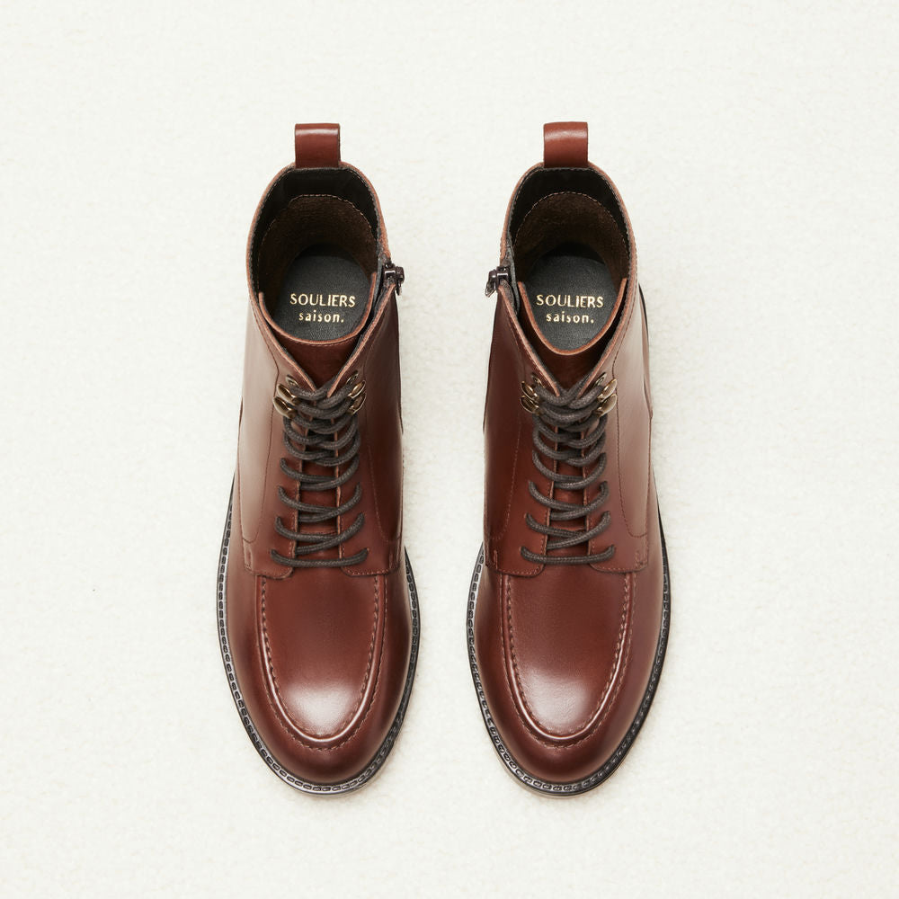 Bottines à lacets Violette - Marron