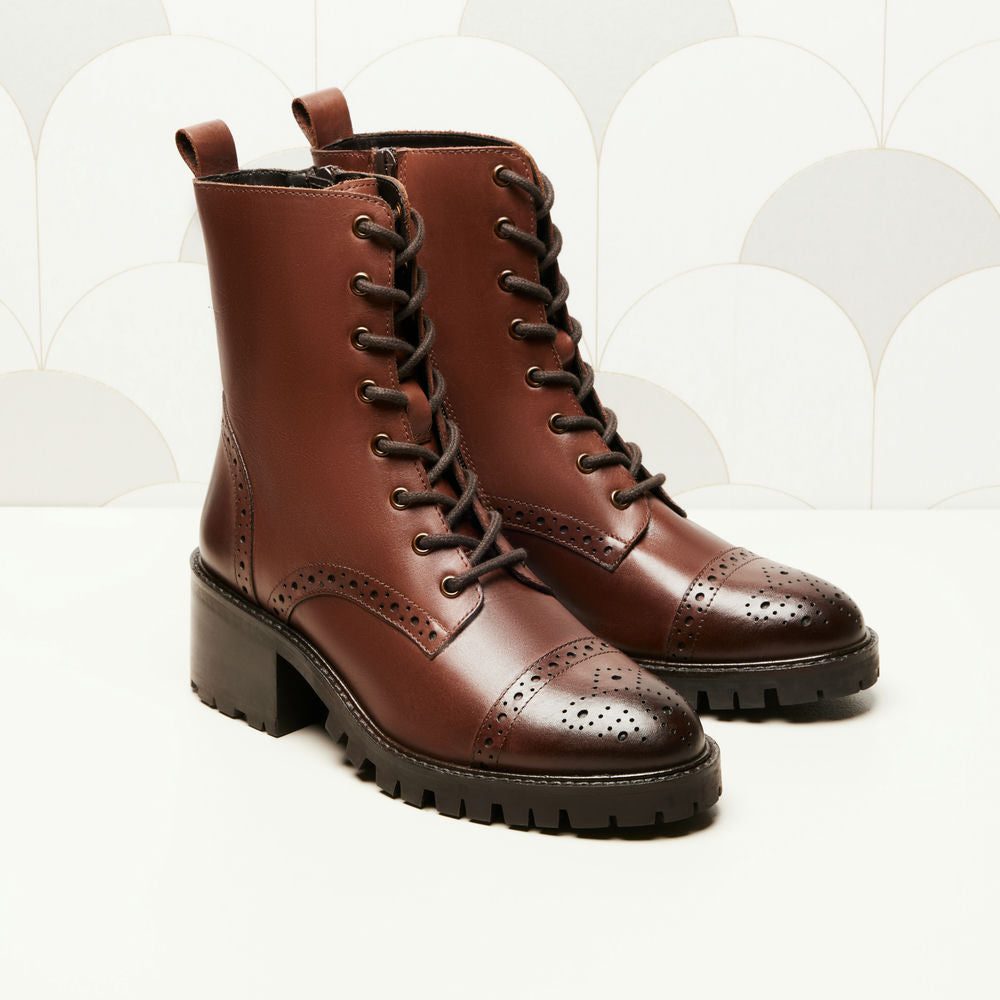 Bottines à lacets Nina - Marron