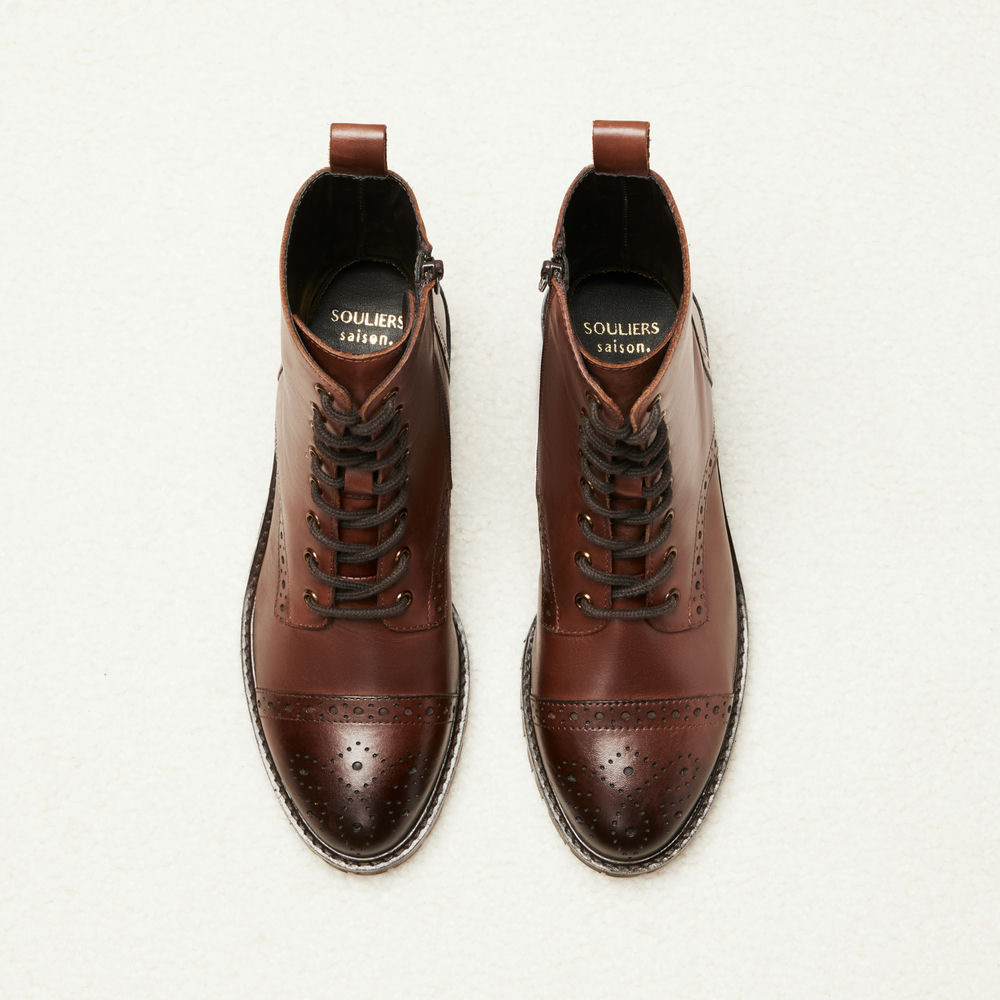 Bottines à lacets Nina - Marron