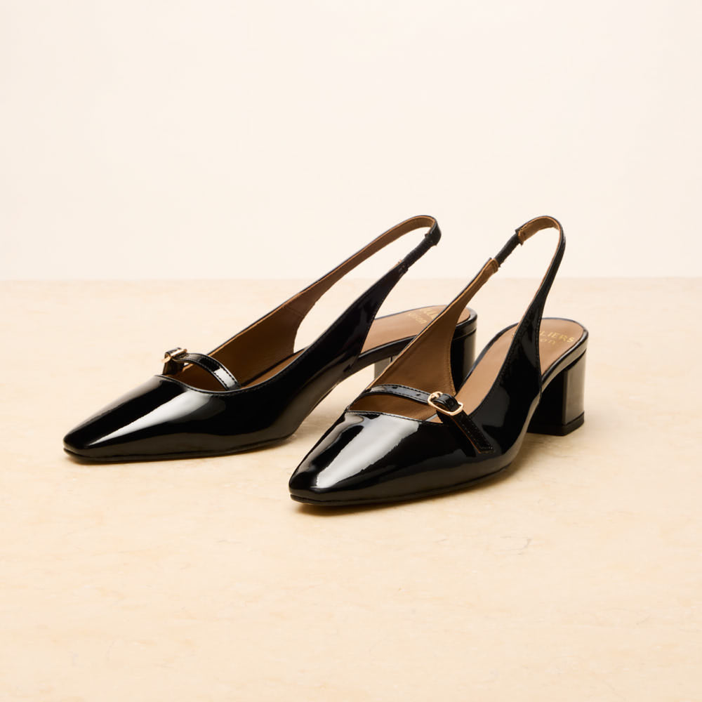 Escarpins slingback Annick - Noir verni