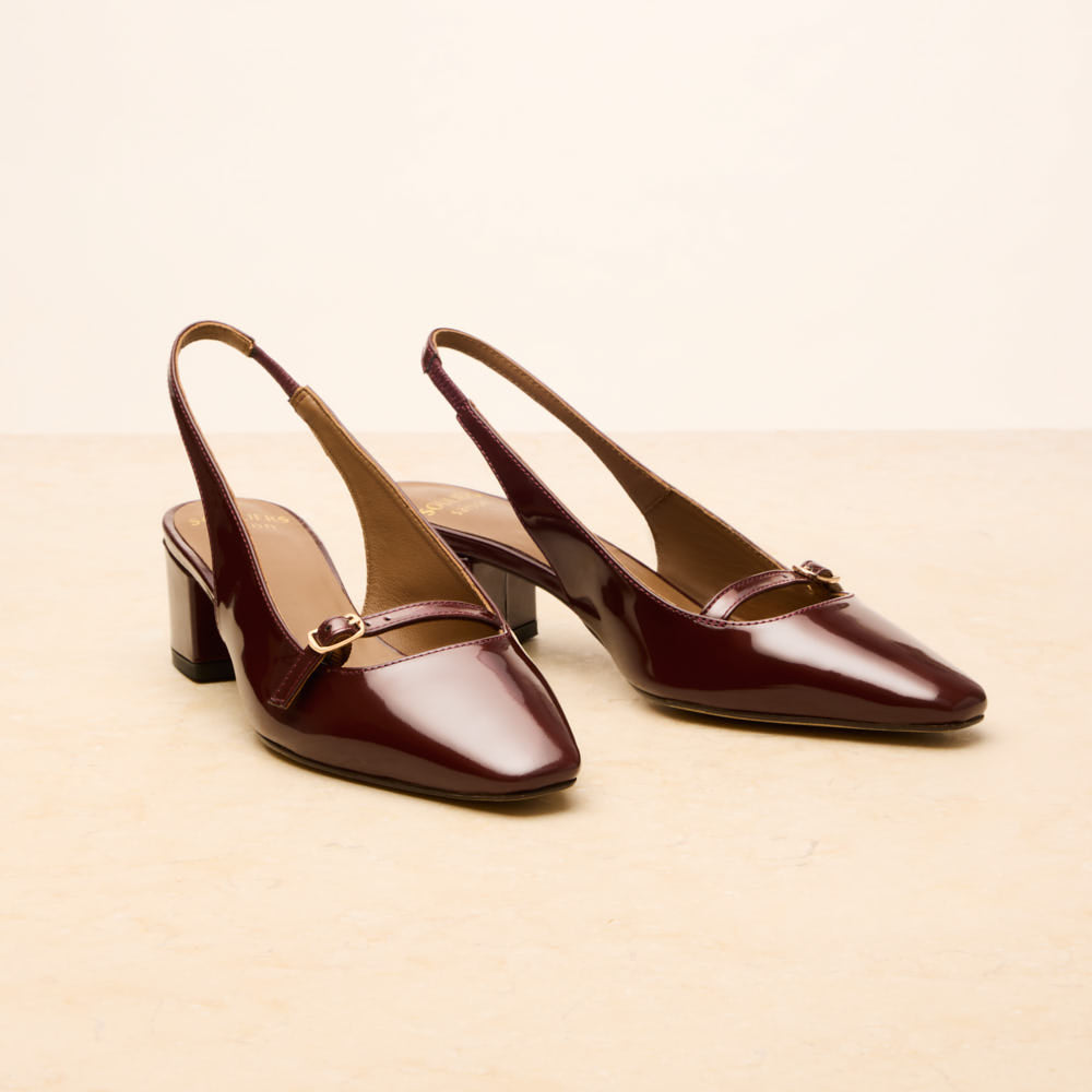Escarpins slingback Annick - Bordeaux verni