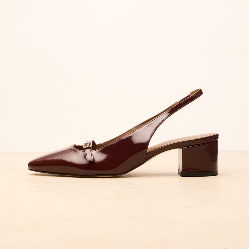 Escarpins slingback Annick - Bordeaux verni