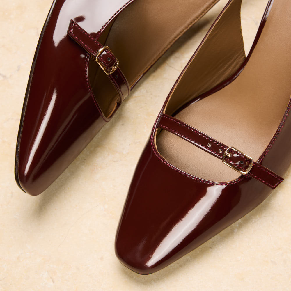 Escarpins slingback Annick - Bordeaux verni