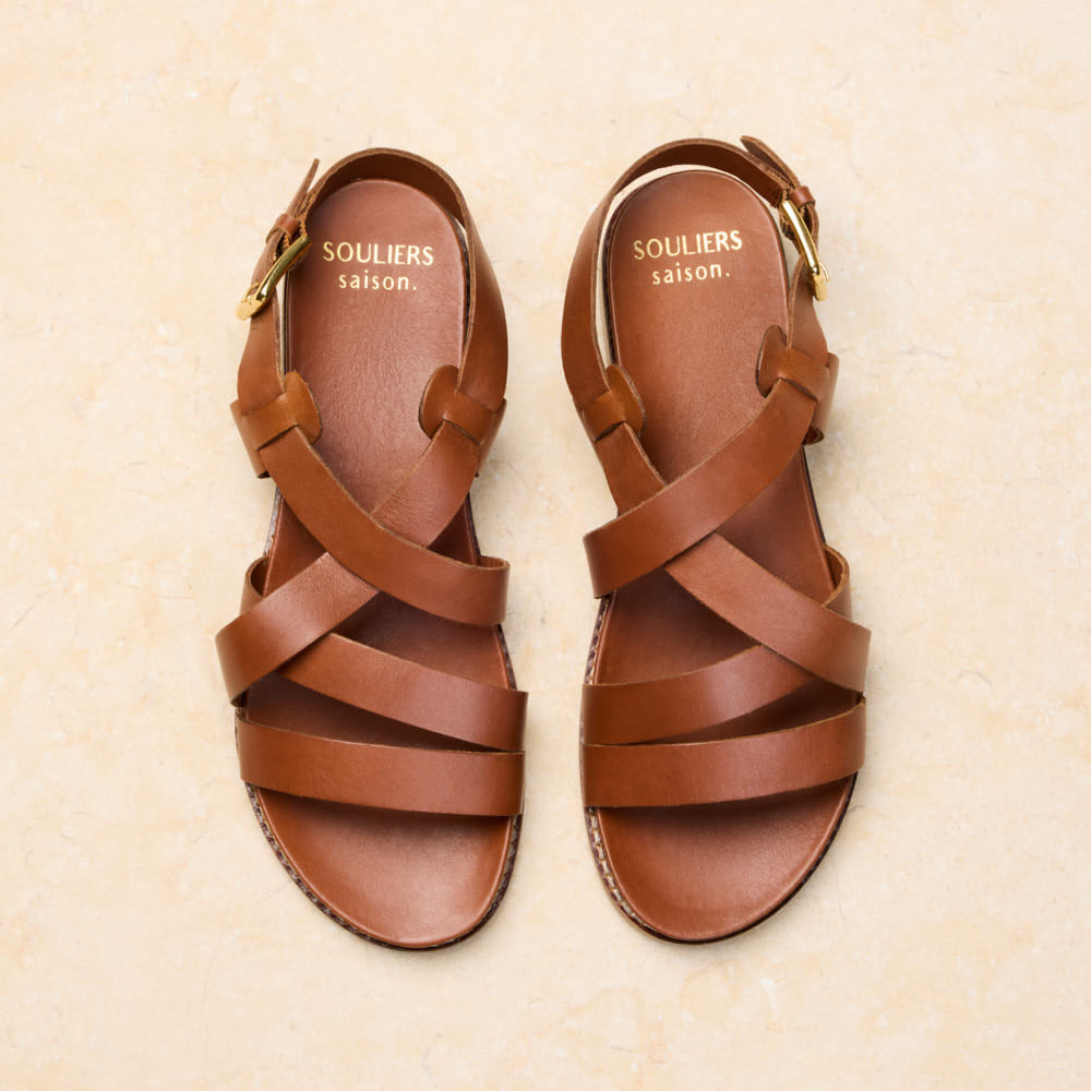 Sandales Blanche - Cognac