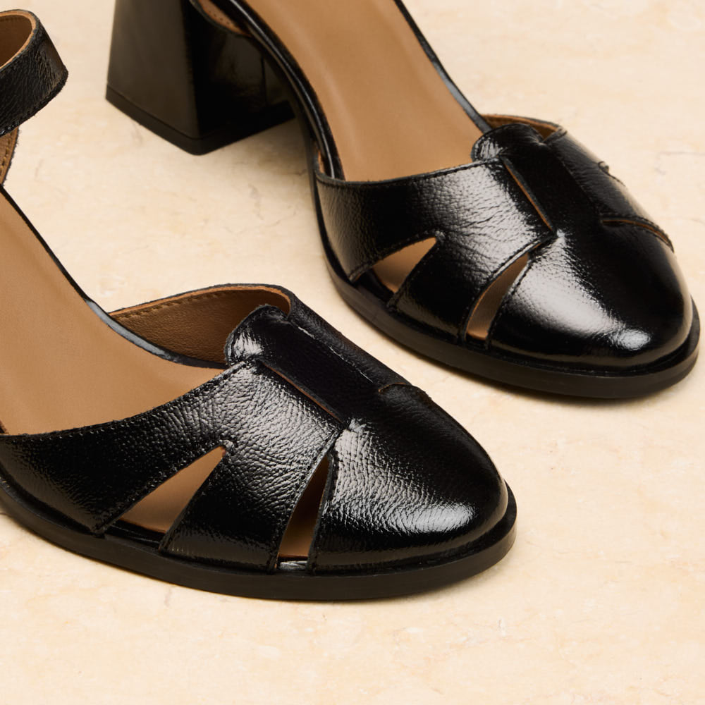 Sandales à talon Frédérique - Noir verni