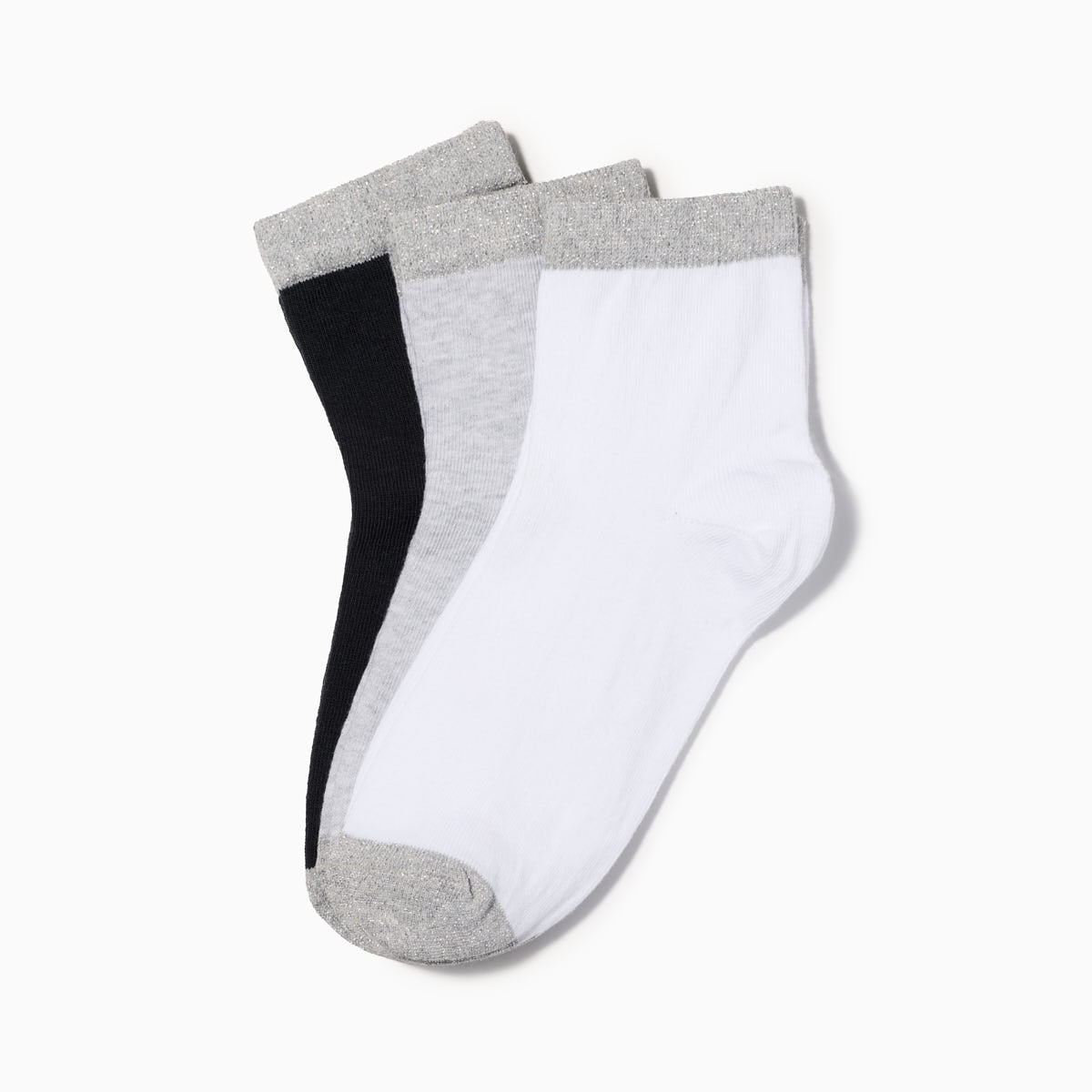 Chaussettes bicolores argentées x3