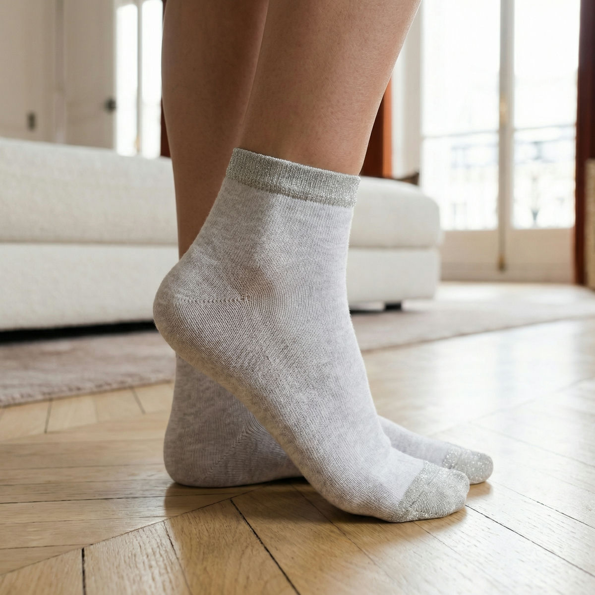 Chaussettes bicolores argentées x3