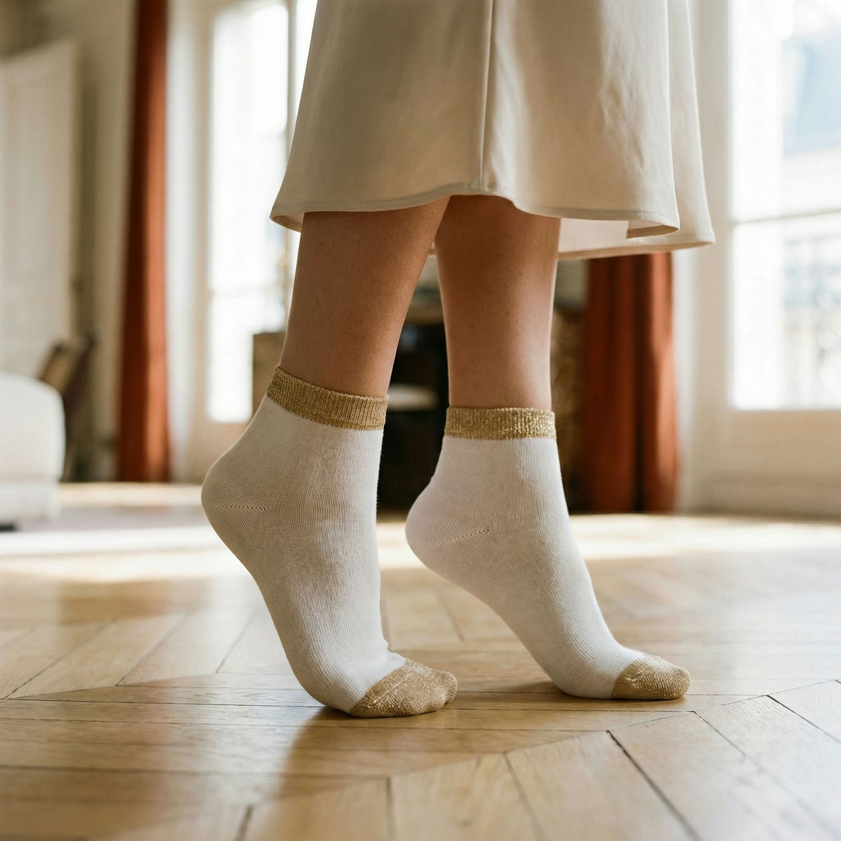 Chaussettes bicolores dorées 1 x3