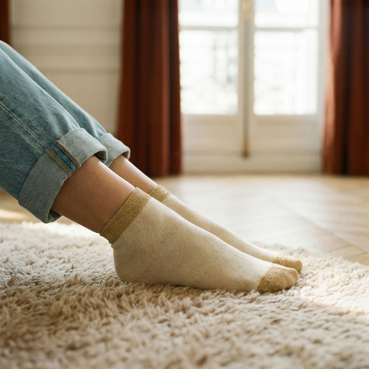 Chaussettes bicolores dorées 2 x3