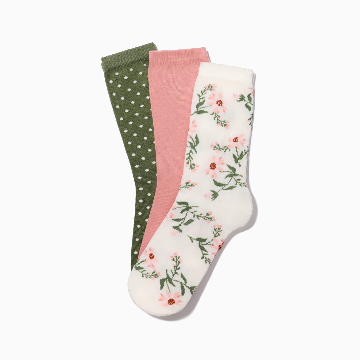 Chaussettes à fleurs roses x3