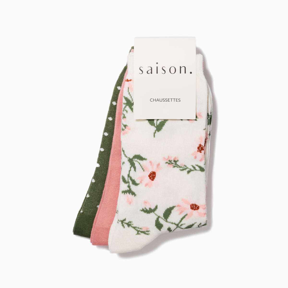 Chaussettes à fleurs roses x3