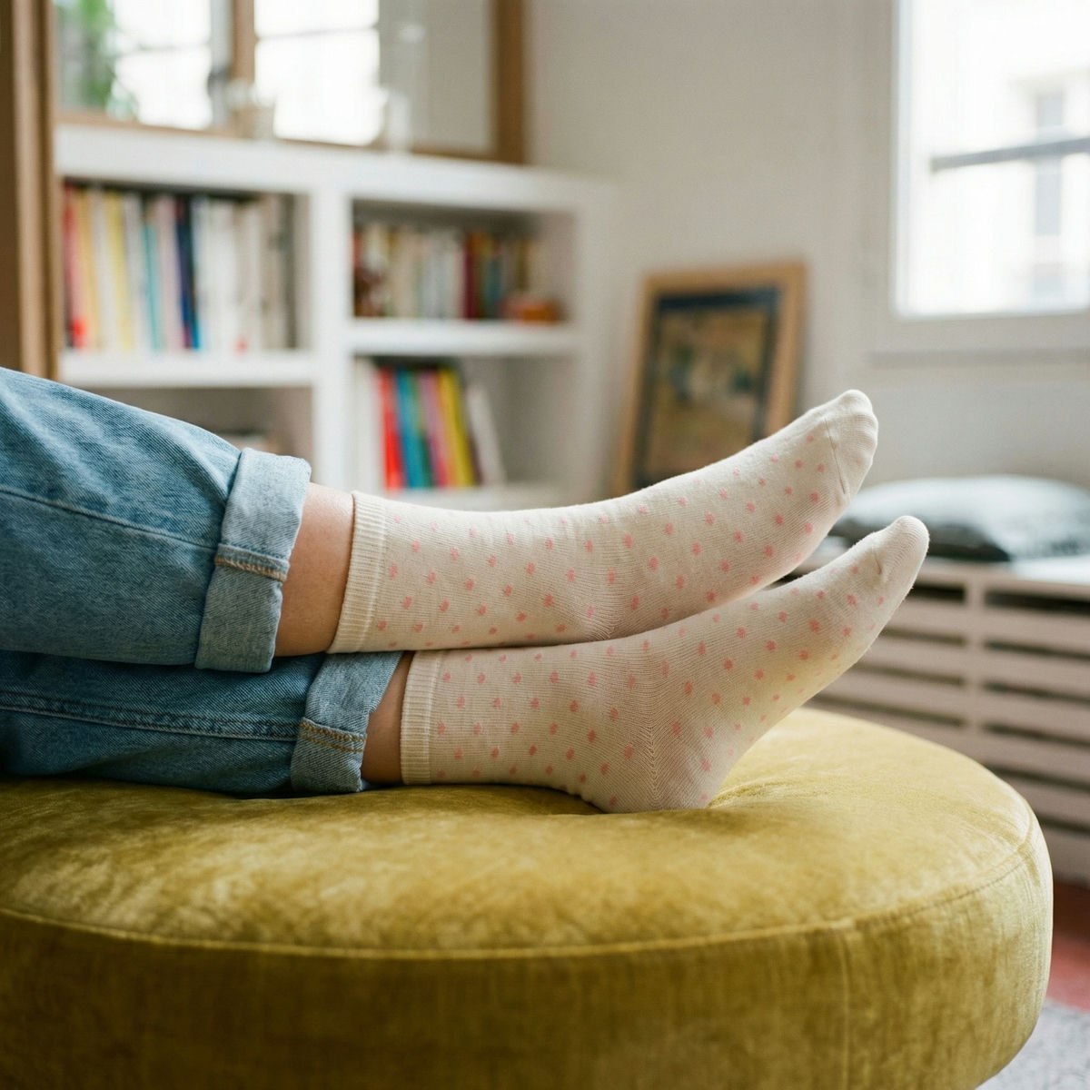 Chaussettes à fleurs vertes x3