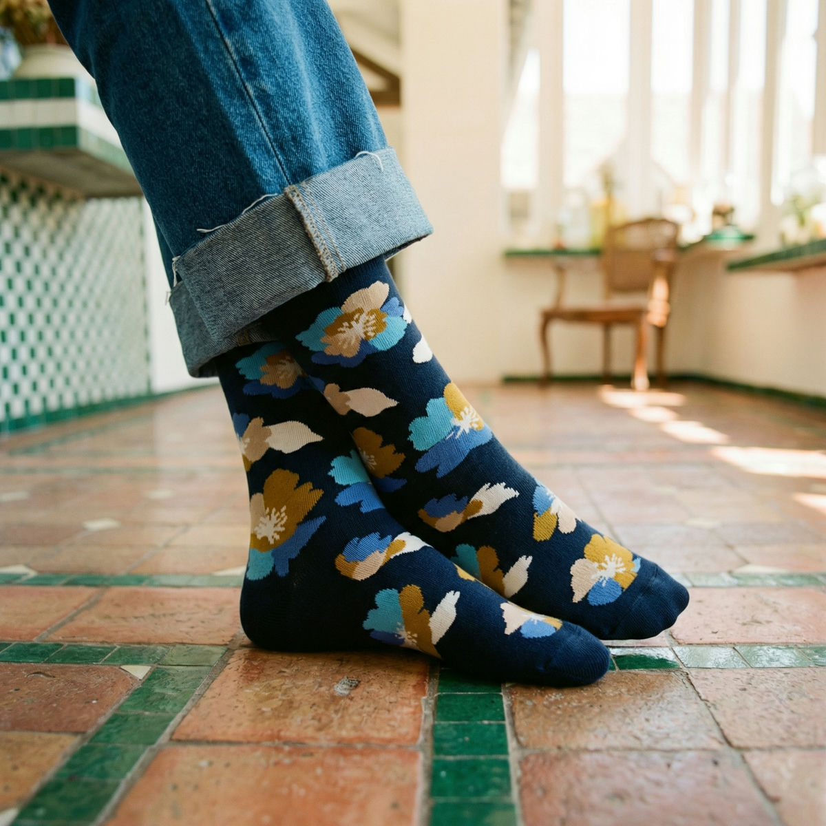 Chaussettes florales x3