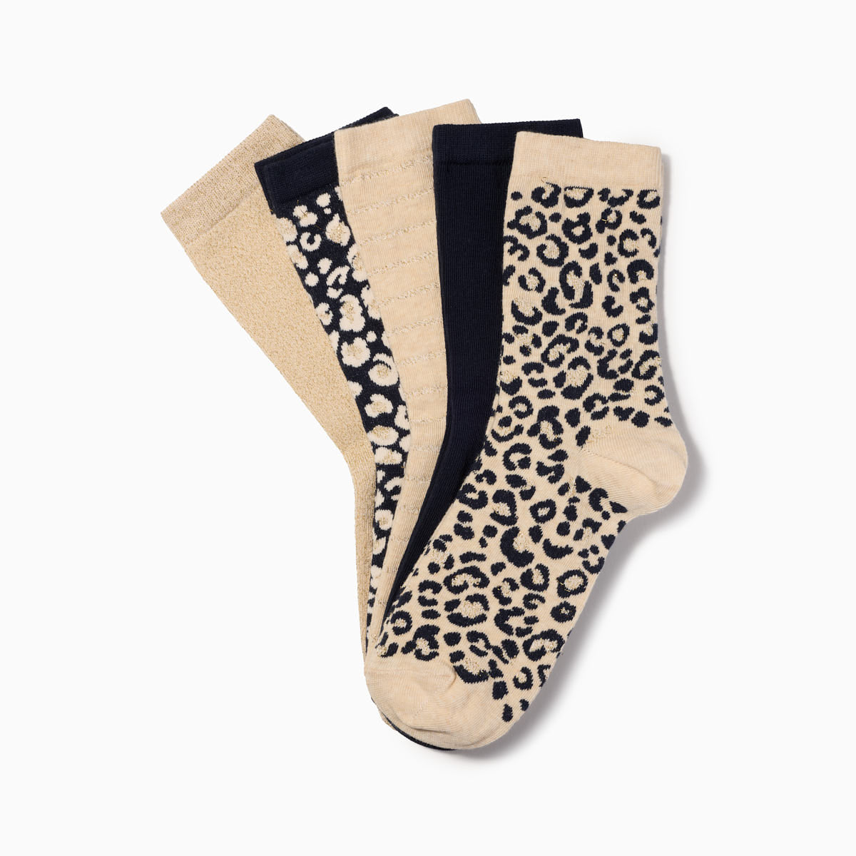 Chaussettes Léopard crème x5