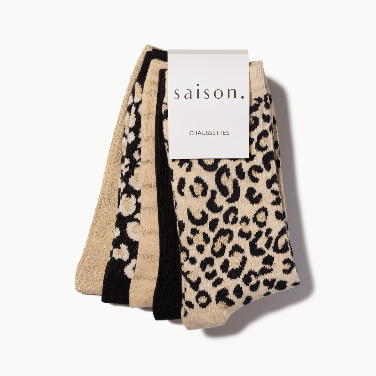 Chaussettes Léopard crème x5